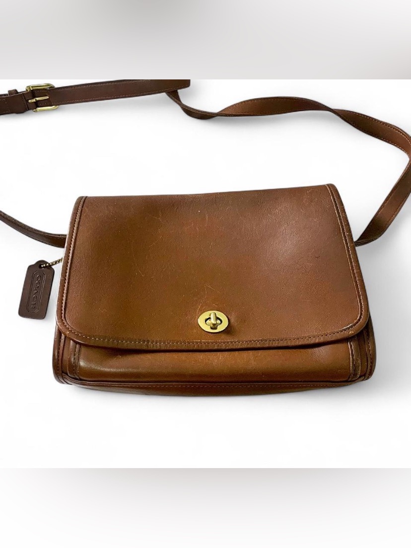 Vintage Coach Ridgefield Flap Crossbody Bag - British Tan - Style 9812